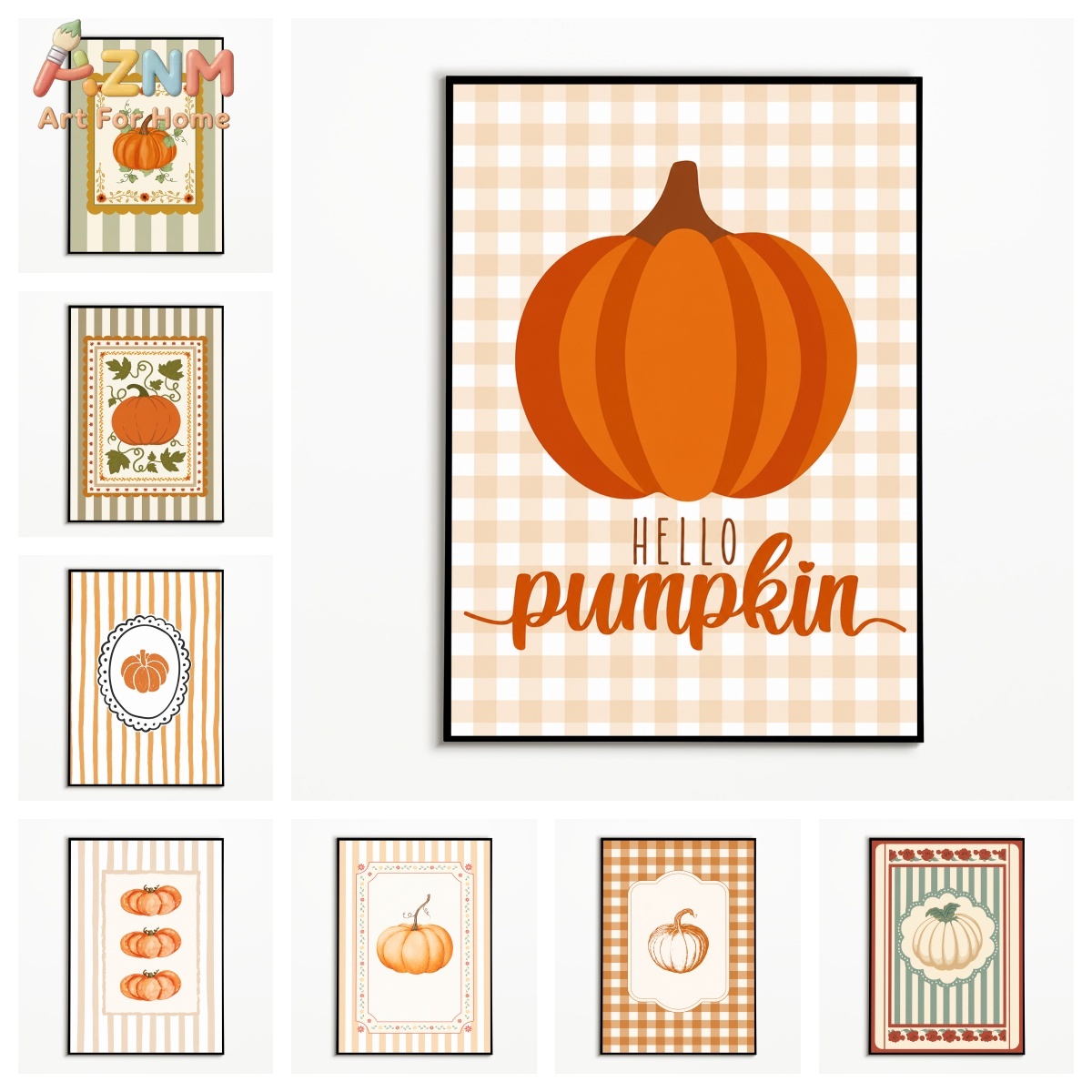 Wall Texture Spray - AZNM Ekose Çizgili Hello Pumpkin Harfli